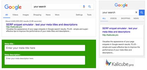 SERP snippet simulator : see how your page will appear in Google.